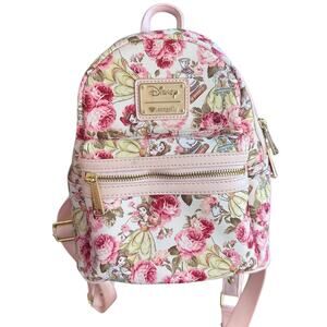 Disney‎ Loungefly Beauty and the Beast Floral Print Mini Backpack Belle